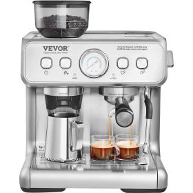 Espresso Machine with Grinder, 15 Bar Semi-Automatic Espresso Coffee Maker with Milk Frother Steam Wand Espresso Machine with Grinder, 15 Bar Semi-Automatic Espresso Coffee Maker with Milk Frother Steam Wand